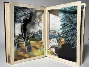 Over Pearly Lakes and Pine Trees Dressed in White altered book